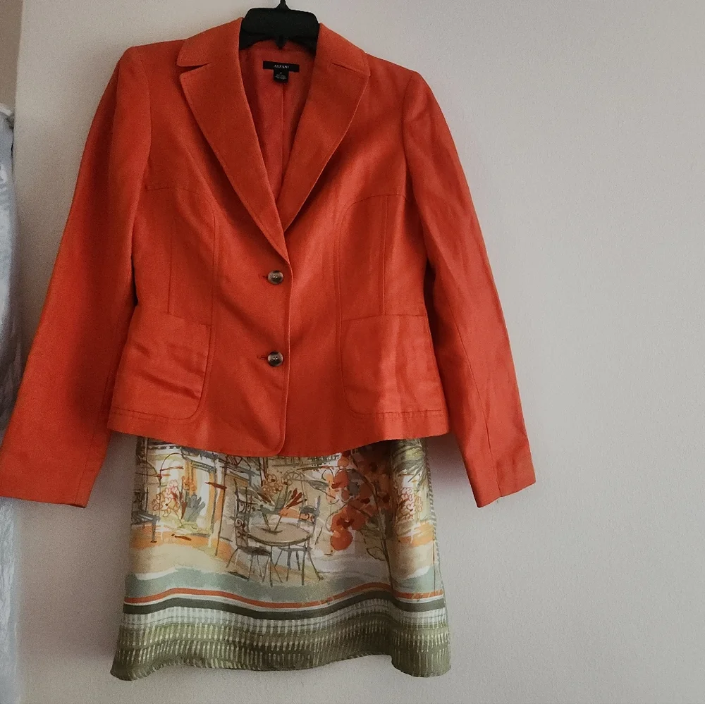 Sigrid Olsen 100% Silk Skirt Artsy Outdoor Cafe Print Sz 4 Nwot. SKIRT ONLY